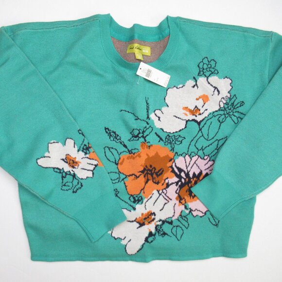 Anthropologie Maeve The Sonal Nathwani Camryn Cropped Crewneck Sweater Green XL - Picture 4 of 8